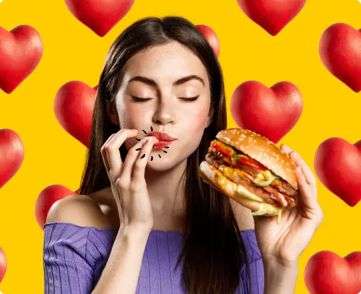 mcd girl eating burger